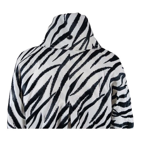 Samuel Dong Zebra Print Trench Coat Dolman Sleeves Dramatic All Season Size S - Picture 7 of 13